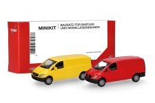 Herpa 014243-002 - H0 - Mercedes-Benz Vito Kasten 2002 - gelb/rot - Bausatz